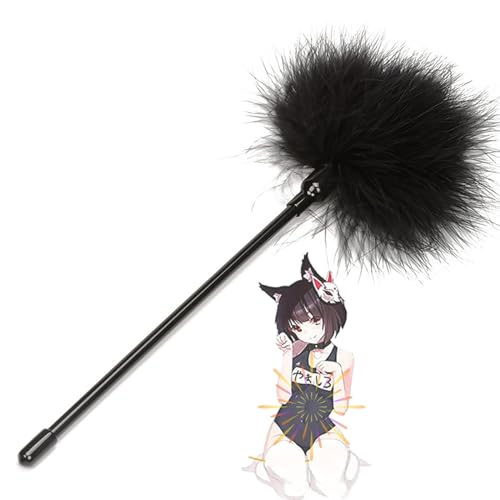 Image of Sextoys Feather Stick Stimulatators Broom for Bedroom Cleaning Black Feather Soft, Lightweight, Comfortable and Smooth -Q