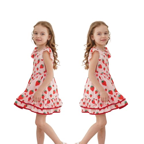 Toddler Little Girl Summer Dresses Kids Cute Casual Flutter Sleeve Tiered Smock Dress 2-7 Years3