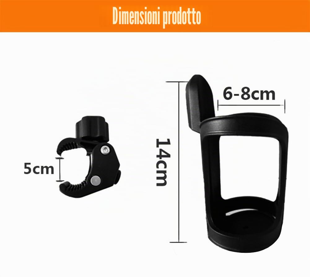 Portaborraccia Fit MTB Bici, Passeggino e Rotelle, 360 Gradi di Rotazione