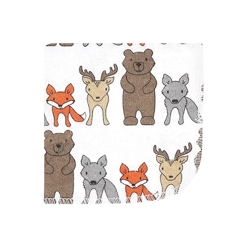 Image of Hudson Baby Unisex Baby Flannel Cotton Poly Washcloths, Wild Forest 10-Pack, One Size