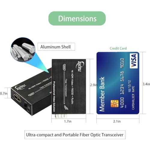 Image of Mini 4K HDMI Fiber Extender with RS232 & Audio, 10.2Gbps Zero Delay Lossless Video Signal Up to 12.4 Miles, Single-Mode Fiber Optic Converter for Home Theater & Large Screen Display
