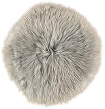 Kuhfelle Online & Nomad Lammfell Pad Sitzauflage Stuhlauflage Rund 40 cm Stuhlkissen aus echtem Lammfell (Hellgrau)