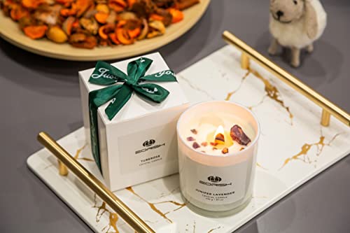 Organic Candles With Crystals Inside, Non Toxic Natural Candles, Crystal Candles For Home Scented, Juniper Lavender Aromatherapy Candle Gift For Women, Mothers Day Gifts, Mom Birthday Gifts #TOP4