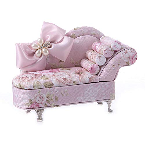 Jstoo Boîte De Rangement De Boîte À Bijoux De Meubles De Mini Meubles De Tissu De Diamant De Papillon Rose-Canapé De Beauté Cover