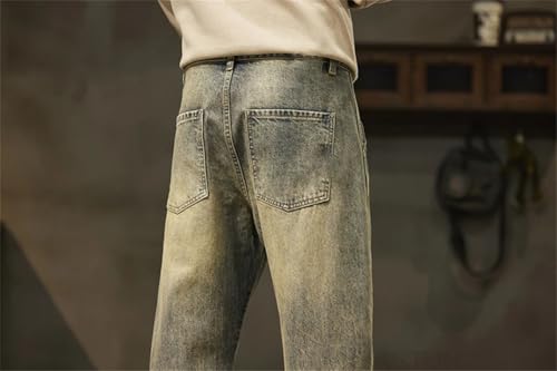 Men Harem Pants Denim Trousers Retro Blue Paches Pockets Trousers Vintage Loose Jeans3