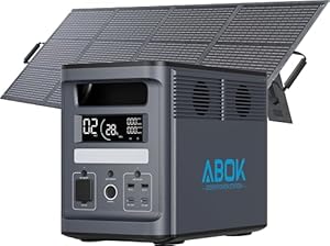 ABOK Ark2000 Powerstation mit 200 W Solarpanel, 1536 Wh LiFePO4, erweiterbar bis 4, 6 kWh, 1, 3 Std. Schnellladung, 2000 W AC Solargenerator mit USV & App für Camping, Notfälle & Wohnmobil