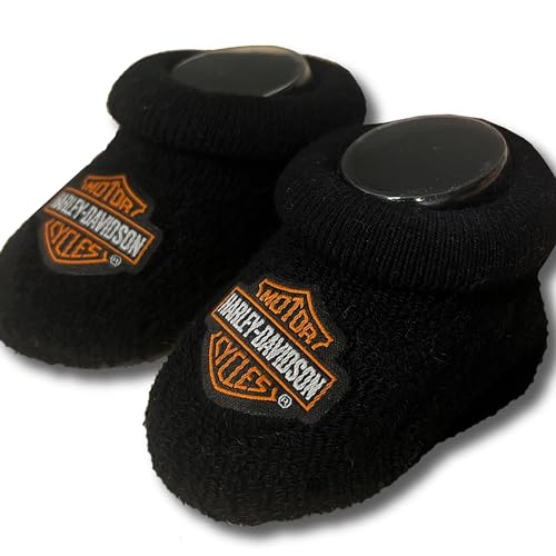Harley-Davidson Baby Boys' Infant Cozy Knit Bootie Socks (US, Age, 0 Months, 3 Months, Black)
