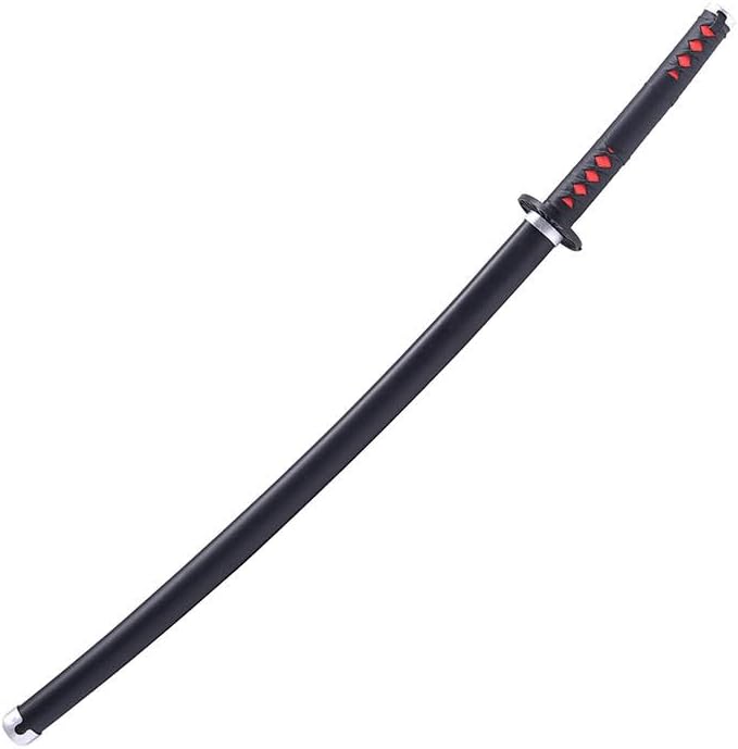Offo Demon Slayer Tanjiro Kamado Black (100cm Life-Size) Wooden Katana | Premium Anime Sword for Cosplay, Martial Arts, Display & Training | Elegant Gift for Fans, Kids, Teens & Collectors