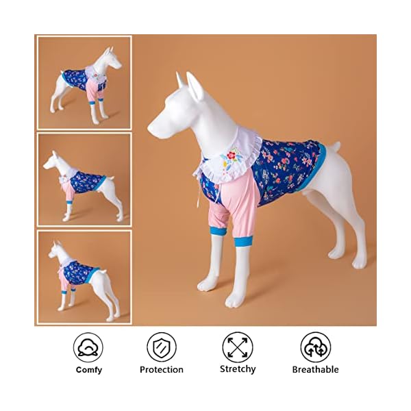 LovinPet Dogs Shirts, Wound Care Anti-Shedding Cute Lapel Dog T-Shirts for Large Dog, Lightweight Stretchy Pink Stitching Multi-Flower Prints Large Dog Pjs for Dogs Party Dog Outfit Dog Apparel LovinPet Dogs Shirts, Wound Care Anti-Shedding Cute Lapel Dog T-Shirts for Large Dog, Lightweight Stretchy Pink Stitching Multi-Flower Prints Large Dog Pjs for Dogs Party Dog Outfit Dog Apparel