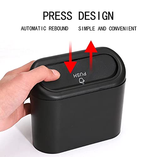 Tinleja Car Trash Can With Lid, Mini Leakproof Car Garbage Can Bin Vehicle Trash Dustbin Bin Garbage Organizer For Auto Cars, Home, Office, Black, Universal #TOP4