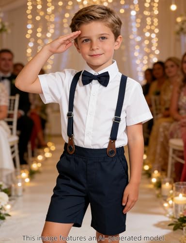 Image of A&J DESIGN Baby Boys Gentleman Suit, 2Pcs Outfit Shirt & Pants