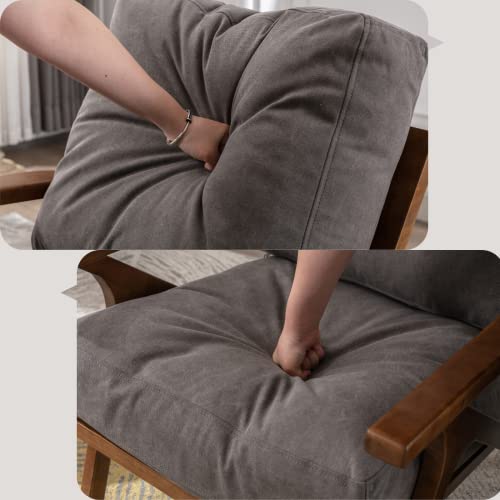 Mid Century Modern Accent Chair Upholstered Armchair Comfy Lounge Chair Indoor Arm Chair For Bedroom Living Room, Grey Fabric #TOP5