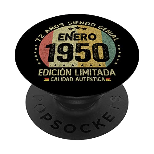 Regalo 72 años Cumpleaños Hombre Mujer - Enero 1950 PopSockets PopGrip Intercambiable