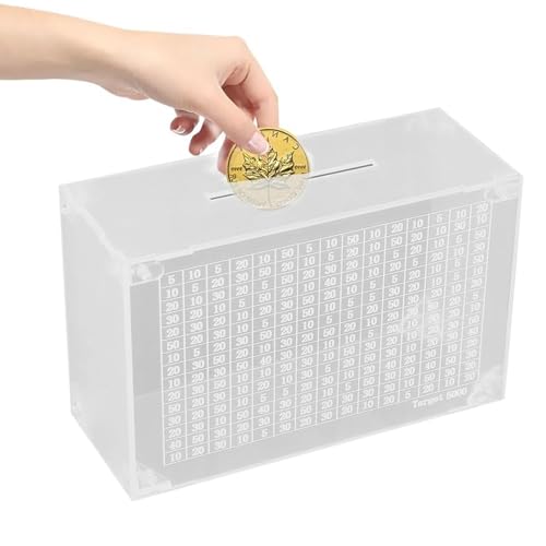 ZHUMCCY Acrylique,Banque De Stockage Ouvrable avec Compteur,Boîte À Épargne Transparente 5000 Réutilisable en Acrylique | pour Adultes Garçons Adolescents