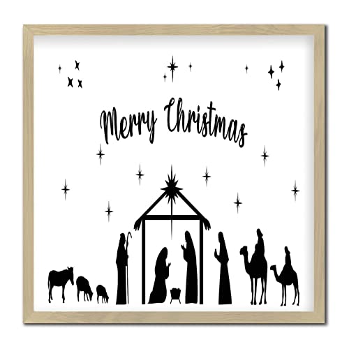 Letrero de madera para el hogar Merry Christmas cartel enmarcado retro 2