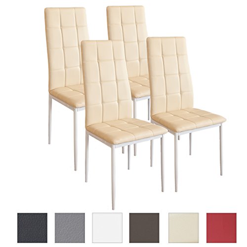 Albatros Silla Rimini, Set de 4 sillas, Beige, certificada por la SGS, Silla de Comedor