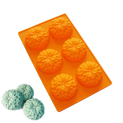 X-Haibei Round Dahlia Flower Molds Silicone Soap Bath Bomb Jello Cake Making Supplies 3Oz Per Cell Dia. 3Inch #TOP4