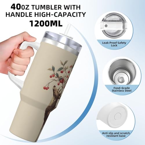 Vaso aislante inoxidable de 40 oz con asa y sorbete miniatura 4