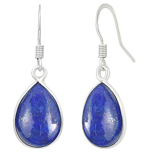 TISHAVI Natural Lapis Lazuli 925 Silver Plated Earrings for Women - Blue Stone September Birthstone Jewelry Women's Day Gifts for Mom Wife Sister