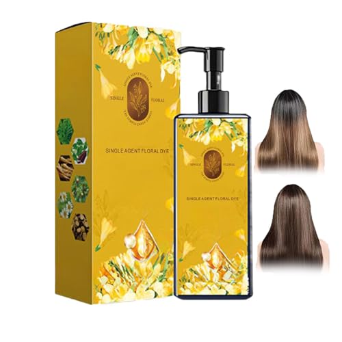 Nourishing Plant-Based Hair Color, Long-Lasting & Natural Hair Color Shampoo, 2025 Single Agent Floral Dye, Plant Single Dose Floral Fragrance Dye, for Gray Coverage (Natural Black)