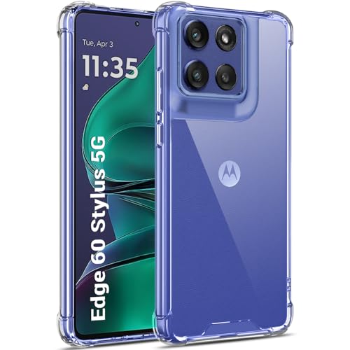 Image of TheGiftKart Shockproof Crystal Clear Back Cover Case for Motorola Moto Edge 60 Stylus 5G | 360 Protection | Hard Clear Back Cover for Moto Edge 60 Stylus (PC & TPU, Transparent)