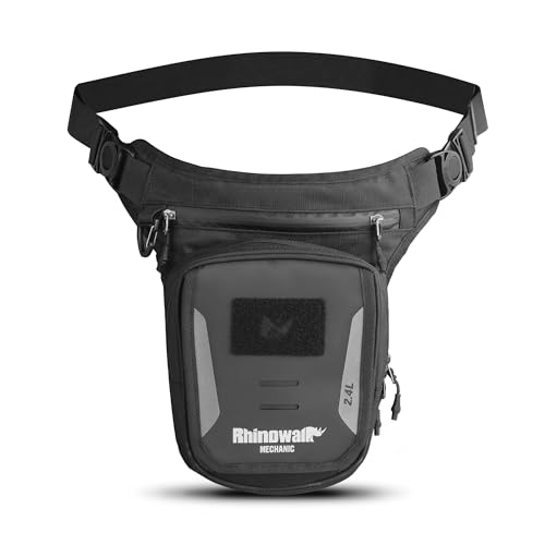Rhinowalk Motorcycle Fuel Tank Bag Magnetic Quick Release Black One Size Leg Bag Waist Pack