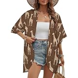 Mavsetn Giraffe Women's Lightweight Cardigan Jacket Short Sleeve Cardigans Jacket Casual Work Shirt XL