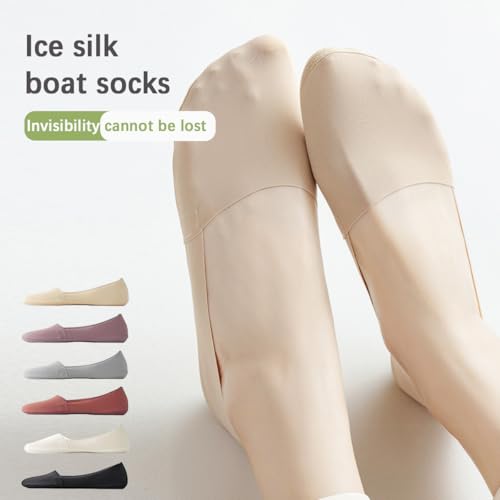 Thin No Show Socks, Made of Ice Silk Surface on the Surface & Cotton on the Bottom4