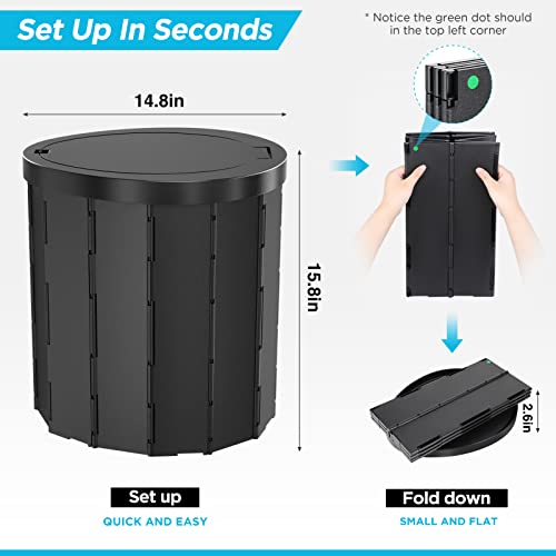 Pankay Portable Toilet for Camping, 15.8" Extra Large Camping Toilets Portable Potty for Adults, Travel Toilet with Handbag, Easy Set Up, Lightweight and Sturdy, Camp Toilet for Car Boat Hiking Beach