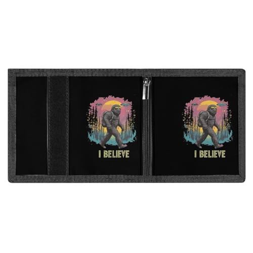 Believe Bigfoot Sasquatch Trifold Wallet Slim Wallets Zip Coin Pocket with Credit Card Pockets for Men Women4
