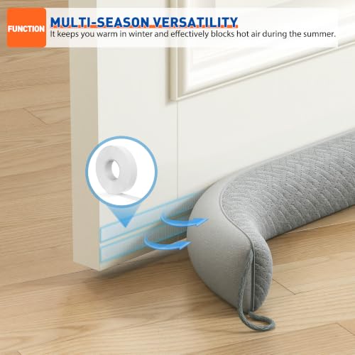 Image of MAGZO Door Draft Stopper for Bottom of Door 36 Inches, Velour Gray | Weighted Door Noise Blocker, Under Door Gap Filler with Machine Washable Fabric, Home