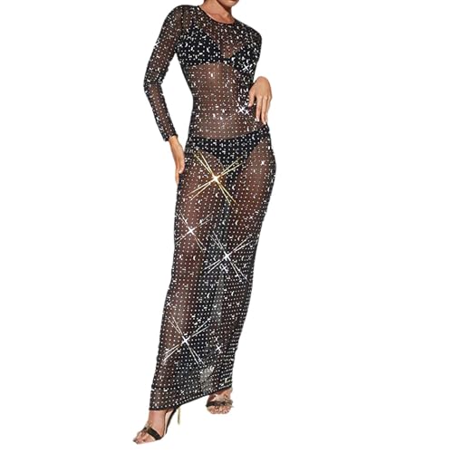 Robe longue en maille avec strass pour sublimer votre silhouette de fête