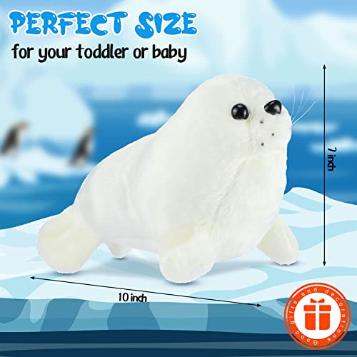 Sosation 4 Pcs White Seal Stuffed Animal Plush Seal Toy Stuffed Animal Doll Pillow Perfect Present For Kids, Babies, Toddlers 10 Inch #TOP3