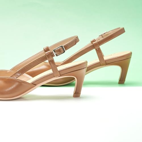 Image of C.Paravano Kitten Heels for Women Pointed Toe Slingback heeled Sandal Pumps
