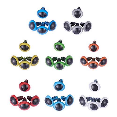 PH PandaHall 64pcs 8 Color Plastic Safety Eyes Craft Eyes 15mm Stuffed Animal Eyes with 64 Pieces Washers for Doll, Puppet, Plush Animal Making