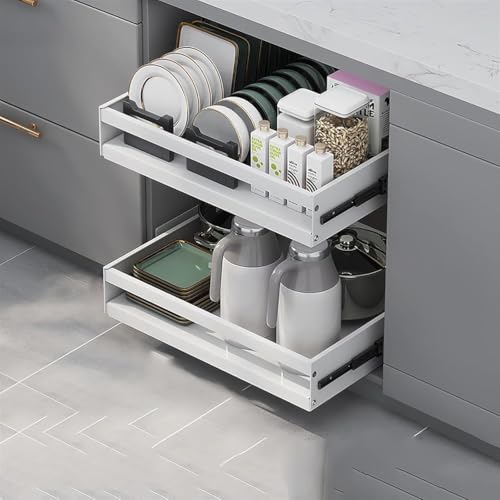 Organizador de estantes extraíble con cajones Removibles y Almacenamiento Deslizante Extensible para Sala Estar, baño Cocina.