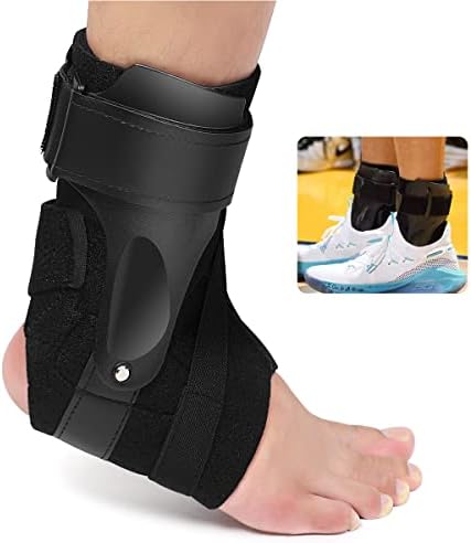 AIOUTGOGO Ankle Support Brace with Side Stabilizers for Men & Women for Sports Injury Recovery Ankle Sprain Compression, Arthritis, Achilles,Tendon, Foot Pain Relief, for Soccer Volleyball 1Piece(XL)