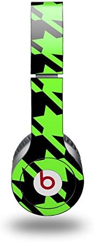 Skin Decal Wrap Works with Original Beats Solo HD Headphones Houndstooth Neon Lime Green on Black Skin Only (Headphones NOT Included)