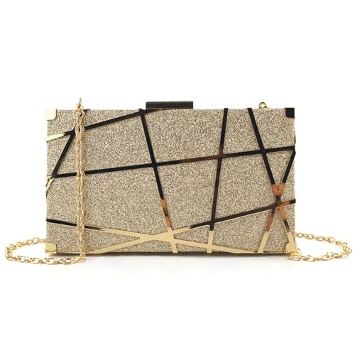 ALWY Bolsa Festa Clutch Brilhante - Retangular Caixa (Dourado)