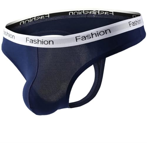 ZC8bdbd Men's Sexy Thong Underwear Fashionable Bikini Breathable U Convex One-Line Underwear Navy