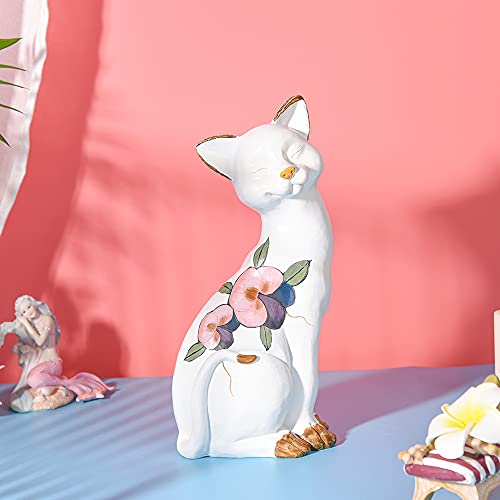 Statue de Jardin Chat Assis Décoration Extérieure Maison Cour et Étagère - 7