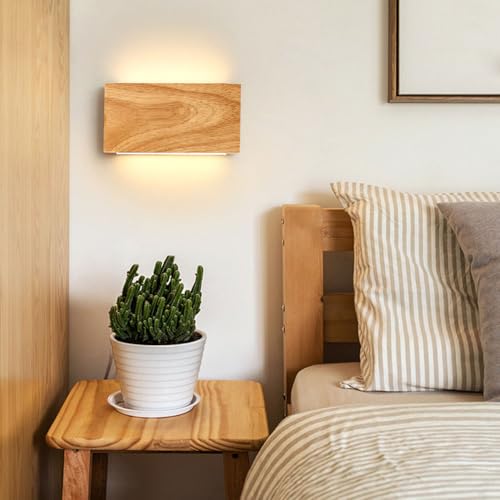 Aplique de pared rectangular de madera para iluminar zonas oscuras de forma elegante 6