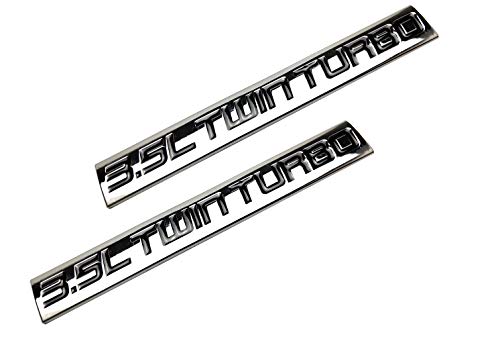 2pcs 3.5L Twin Turbo Nameplate emblems Finish Metal Badge Replacement For Trunk Hood Door (Chrome Black)