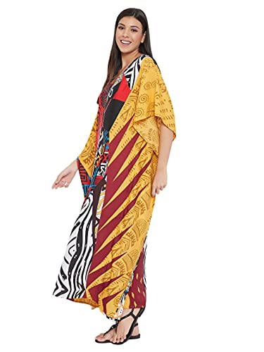 Image of Oussum Plus Size Kaftan Dresses for Women, Polyester Summer Caftan Cover Up Maxi Beach Dress, 1X-3X