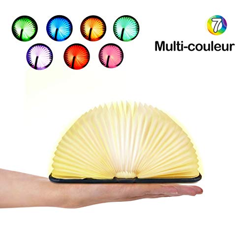 Lampe de livre LED, EVILTO Mini Multicolore Forme de Livre Lumières décoratives Rechargeable USB Lampe de lecture Pliante Lumières pour lecture, traville et décorer