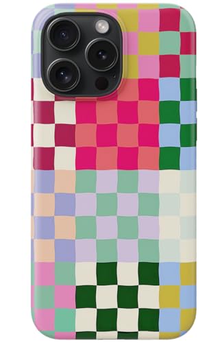 Image of Goodon for iPhone 16 Pro Max Case Cute - Wireless Charging Compatible - Dual-Layer Hard Shell + Silicone Cover - Protective Phone Case with Trendy Designs for Women - Patchwork Checkerboard