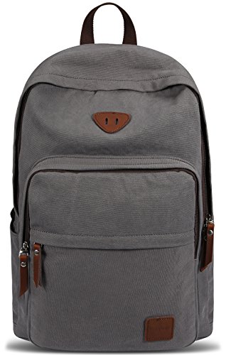 Ibagbar Vintage Canvas Backpack Rucksack Laptop Bag Computer Bag Daypack Travel Bag College Bag Book Bag School Bag Gym Bag Sports Bag Hiking Bag Camping Bag Weekend Bag (Gray 01)