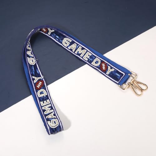 Image of YAHPERN Beaded Purse Straps Game Day Purse Strap Replacement Sequin Crossbody Football Purse Strap for Stadium Clear Bag
