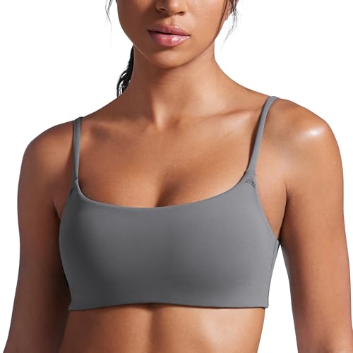 Image of CRZ YOGA Butterbreeze Scoop Neck Sports Bras | Medium Support, Removable Pads, Training, Fast Dry, Spaghetti Straps, U Back, for Women