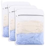 Dntorx 3 PCS Durable Honeycomb Mesh Laundry Bags for Delicates with Zipper, Reusable Laundry Bags for Washing Machine Washing Bags for Laundry Wash Bags for Clothes, Socks, Underwear, Bra (12inx16in)